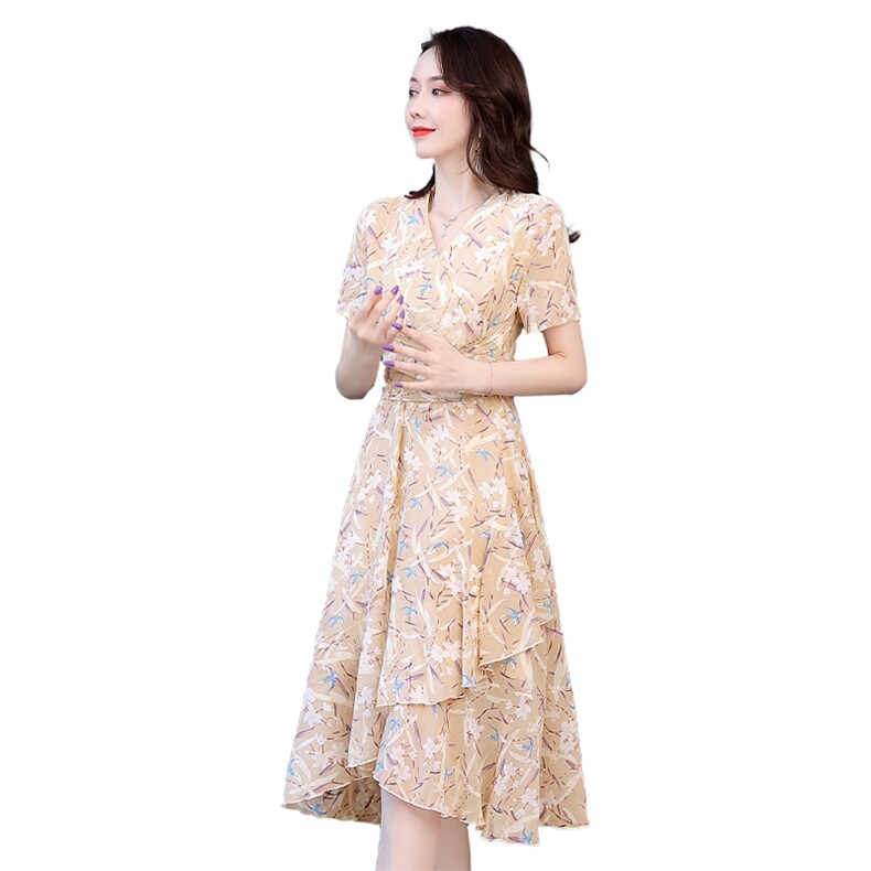 连衣裙收腰潮流韩版短袖2021年夏季减龄显瘦,女装连衣裙,阿菲诺依