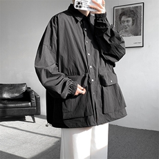 8XL-M春夏廓形衬衫防晒外套特大码多口袋复古慵懒衬衣JK5203/P50，男装夹克，电商B238