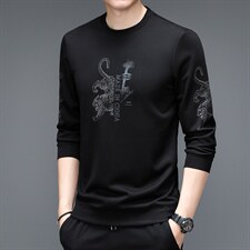 2023新款卫衣男士加绒上衣针织衫长袖T恤P59，男装针织衫/毛衣，电商D223-1