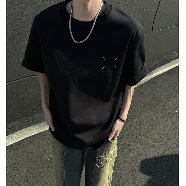 主推马吉拉刺绣情侣短袖T恤重磅基础百搭半袖上衣H951P28控38，男装T恤，电商A341