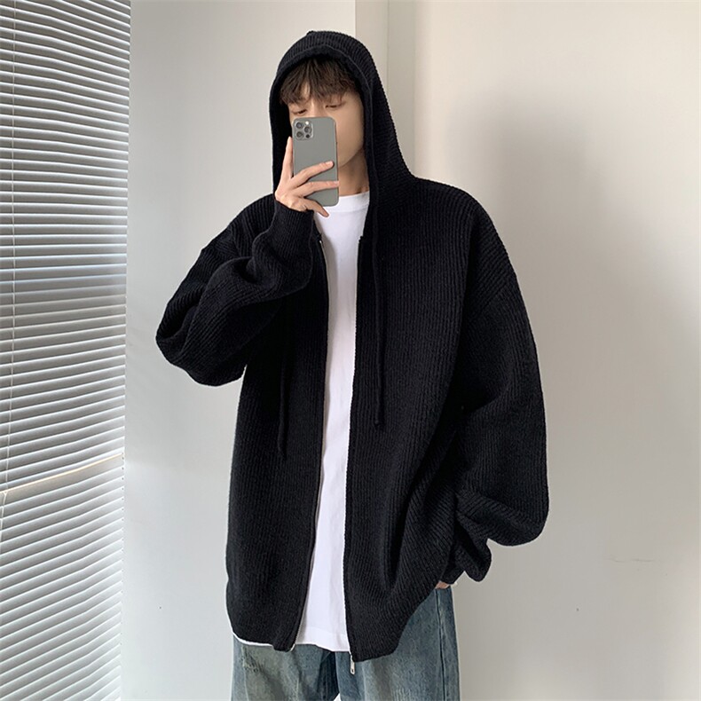 美式复古褶皱开衫毛衣外套男秋冬季潮牌慵懒风百搭拉链线衣，男装针织衫/毛衣，星座410-6（原星座1304-1）