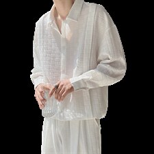 2026夏轻熟风高级编织纹理小众气质慵懒衬衫防晒服CY12/P70控108，男装防晒衣，电商A243