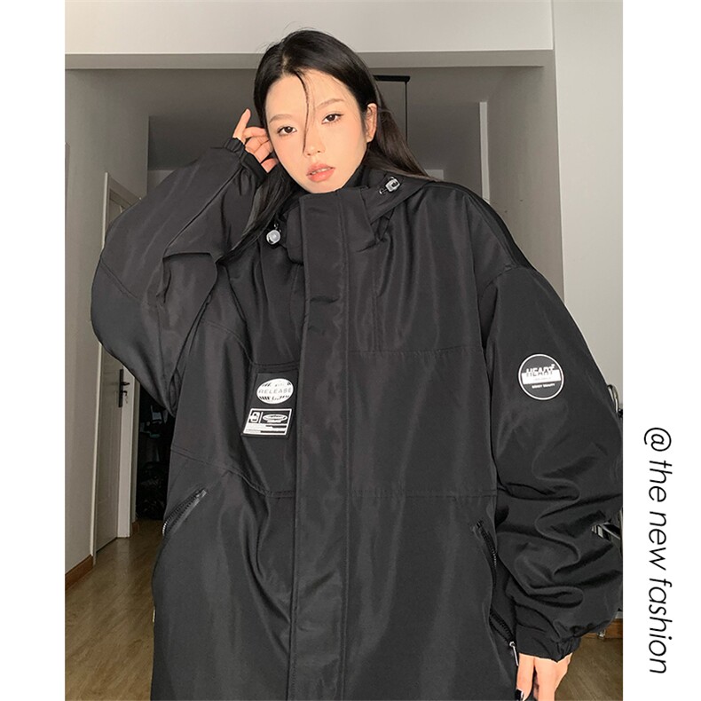 冬款拼接撞色连帽情侣款中性防泼水加厚保暖滑雪服外套M35-P125,男装棉衣,电商A001-1