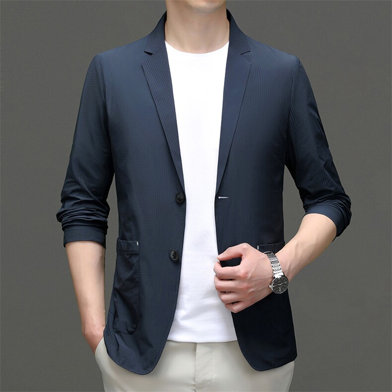 2023年夏季新款男士透气皮肤衣外穿防晒服薄款户外西服外套图片