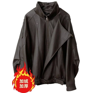 高级感加绒皮衣外套痞帅街头机车服韩PU皮夹克衫Y1027-P108网图图片