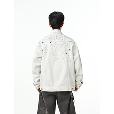 水洗牛仔外套男款春美式痞帅上衣服宽松休闲工装夹克JK1332-P98，男装工装外套，星座1103-3