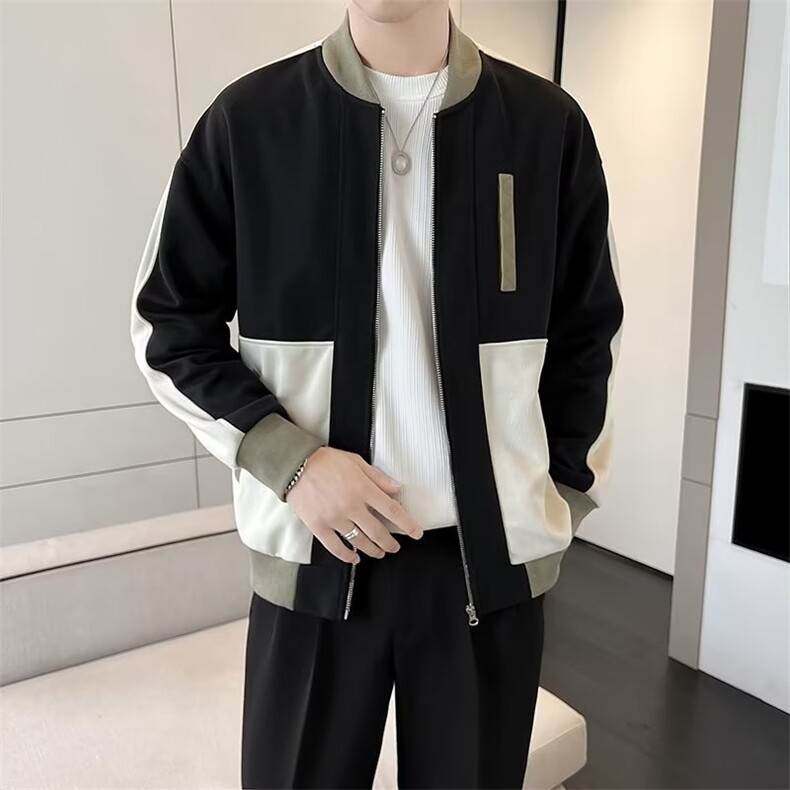 男士外套春秋季2024新款潮痞帅拼色高端时尚休闲棒球服夹克JK009,男装夹克,星座1116A-2（原606A-1）