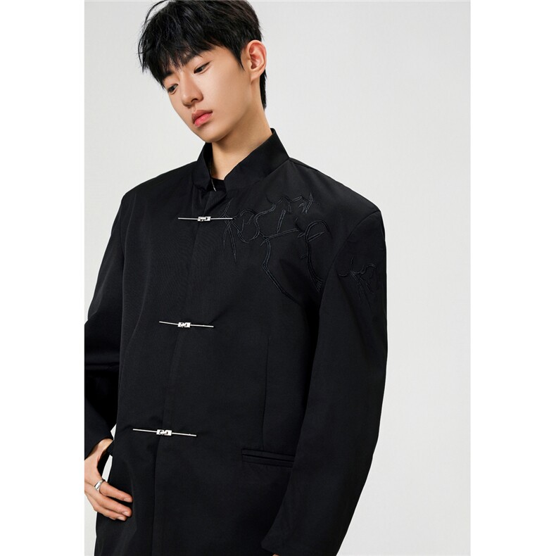 可二开「折棘」荆棘立体绣设计大码M-5XL中式西服XF78058P90控139，男装西服，星座227-7