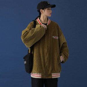 20年秋冬新款贴绣小熊水洗100%棉灯芯绒棒球服DS-B293-A777-P90图片