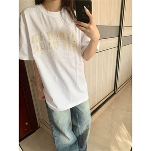 网图有货 美式高街贴布刺绣设计感圆领短袖宽松T恤男女 A508-P35图片