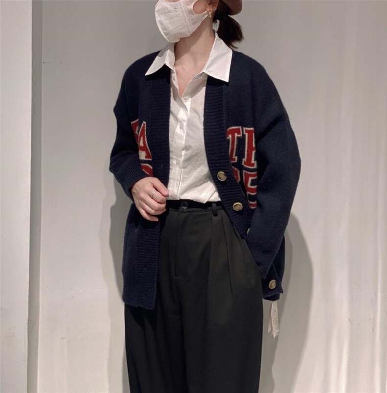 字母开衫外套，其它，驿谷