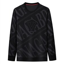 男士长袖加绒上衣男中年圆领休闲印花卫衣男装打底衫2023秋季新款，男装卫衣，电商B212（原钱塘6029）