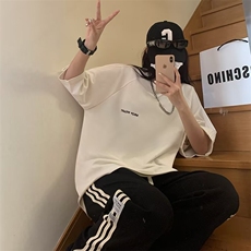 2024夏季新款中性风短袖T恤男美式hiphop七分袖上衣现货T1779-P38，男装T恤，星座512-4