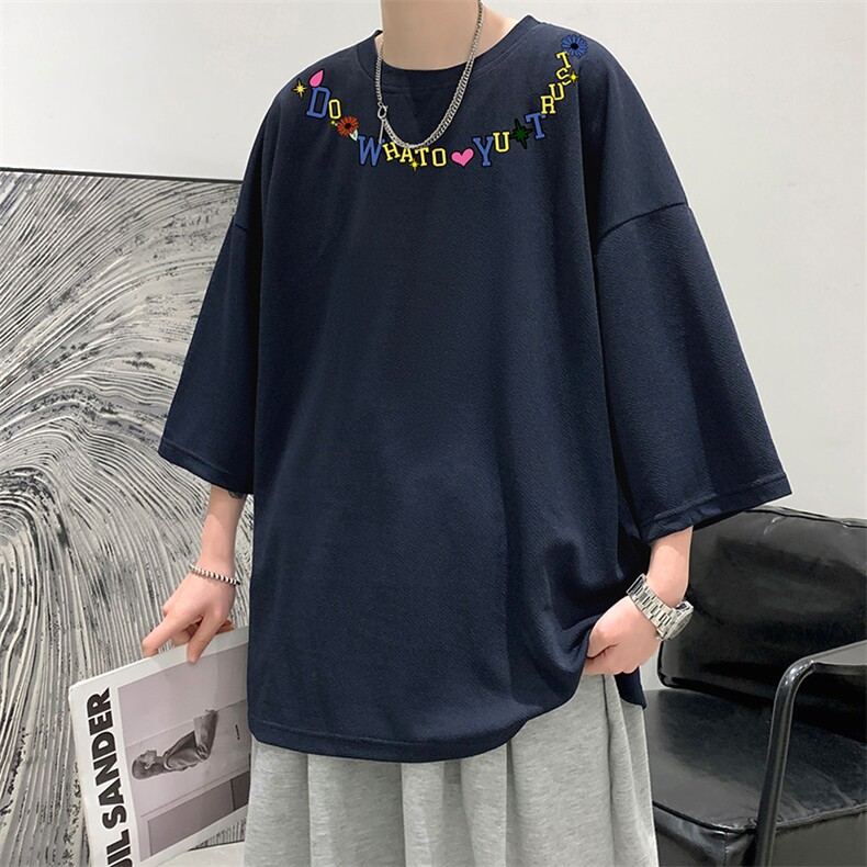 冰丝七分袖t恤男大码五分袖男短袖男中袖Q11381-P30,男装T恤,电商A040