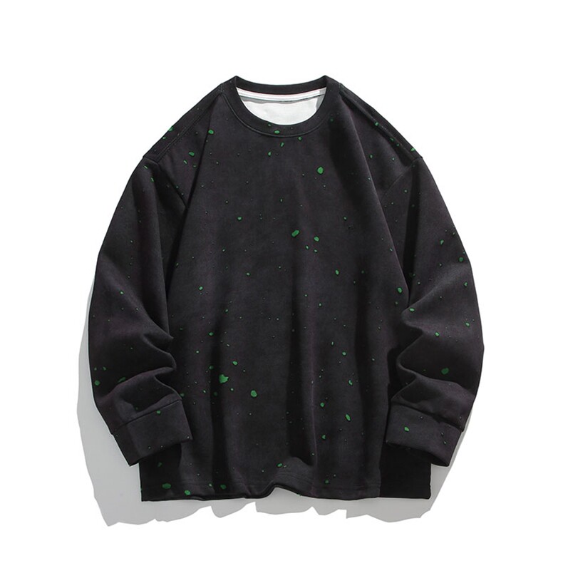 漆点长袖休闲宽松卫衣简约破洞圆领上衣男W4675-P48【特价】，男装卫衣，电商A007-1