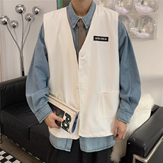 韩版马甲男高街帅气2023春秋新款ins宽松百搭痞子外套W4555-P31，男装背心/马甲，星座412-2