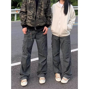 春秋新款美式复古多口袋工装裤男女欧美宽松直筒百搭休闲长裤子图片