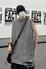 背心/马甲/坎肩夏季圆领下摆破洞无袖纯色T恤B239-1237-P45，男装背心/马甲，星座514-2(原B239)