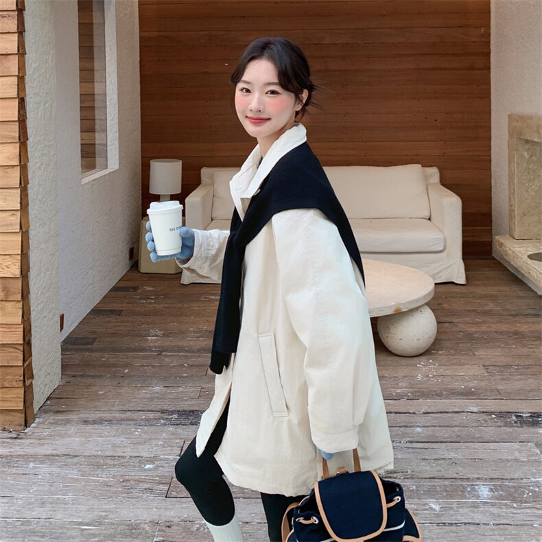 韩版宽松风衣羽绒服+披肩（90绒100-120g)-2C016-9053-P330-K480,女装羽绒服,2C016