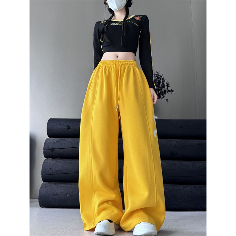 新款宽松休闲裤男韩版潮流百搭裤子坠感阔腿拖地长裤K0851-P45，男装休闲裤，星座308B-2