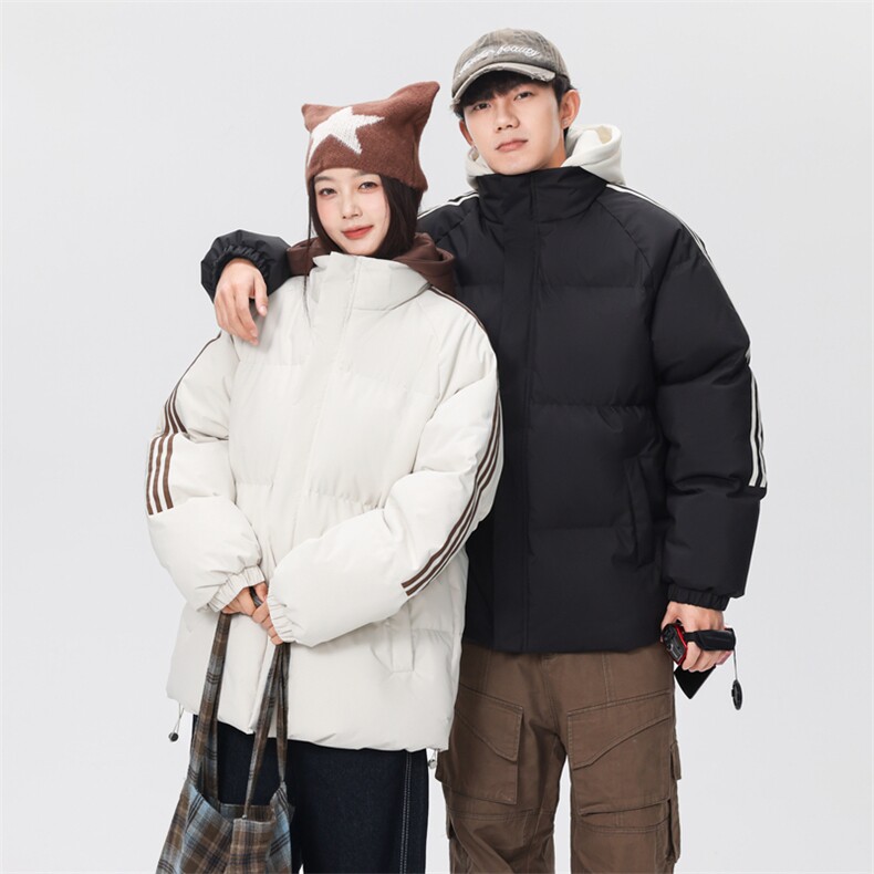 现货二开抖音得物 三防织带加厚撞色连帽棉衣冬季棉服LL82567图片