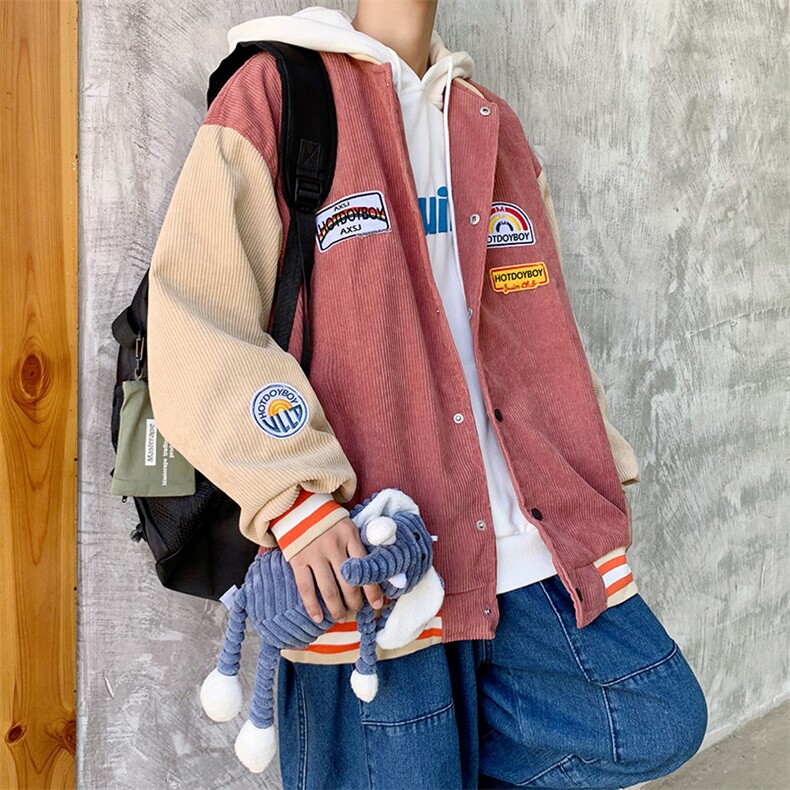 910A-Y32秋装新款灯芯绒夹克男韩版休闲情侣棒球服图片