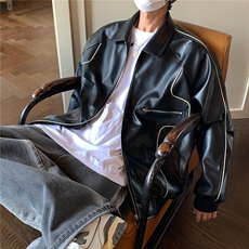2026秋装新款美式翻领机车服皮夹克潮宽松外套D216P108男，男装夹克，电商A335-1（原A458）
