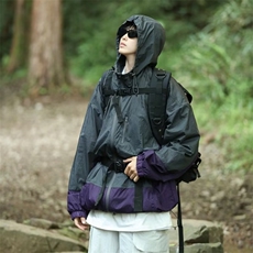 轻薄透气连帽防晒衣男夏季美式复古潮牌设计感小众撞色防晒服外套，男装夹克，星座716-4
