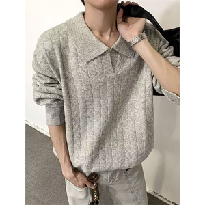 2025秋冬老钱风提花翻领套头毛衣男女宽松针织衫外套-A2321TP58图片