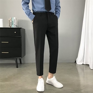 垂感西装裤男士休闲长裤修身直筒九分小脚裤韩版抗皱西裤免烫 K13图片