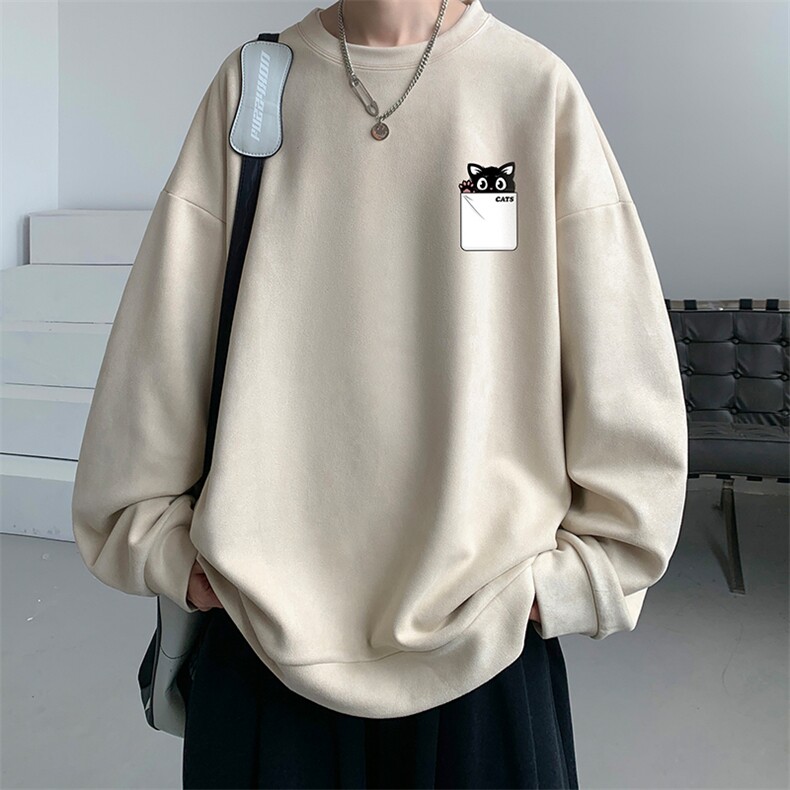 麂皮绒卫衣男大码重磅长袖t恤男 JW81397-P35图片
