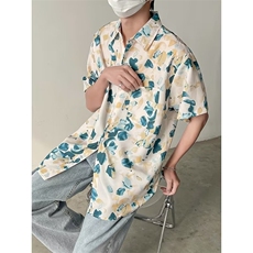 日系五分袖春夏季新款衬衫潮流慵懒男方领衬衫C662P25，男装衬衫，星座1116-2