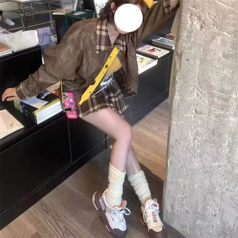 4128-P56复古做旧擦色拉链机车皮衣女秋季新款美式高街,男装皮衣,电商B323A