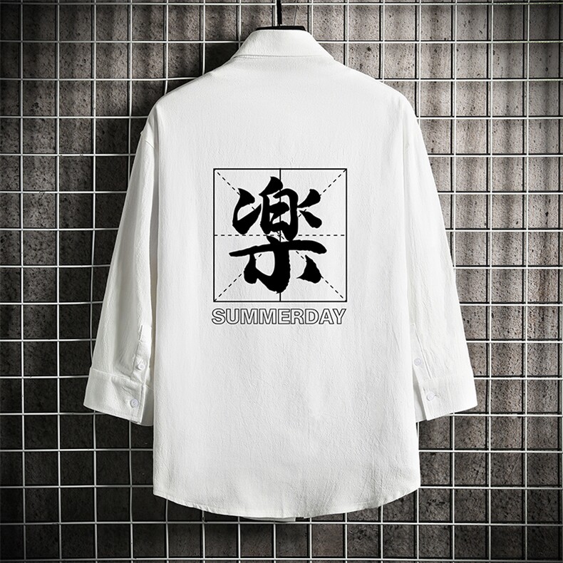 QC58197-P45亚七分袖衬衫男大码五分袖衬衣男短袖网格,男装衬衫,电商A040A