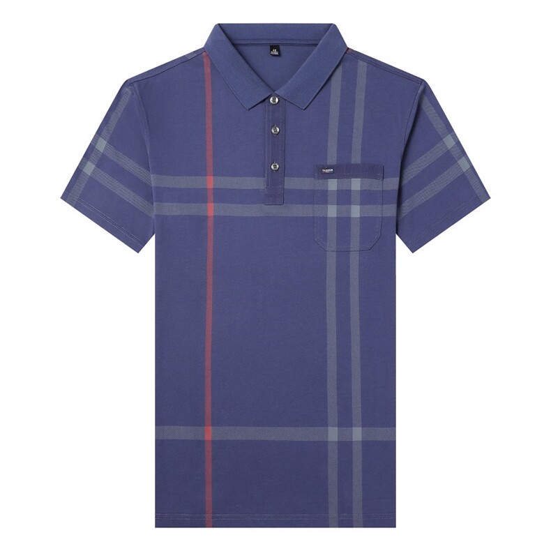 D88178钱塘2020-2夏季男士短袖格子休闲商务翻领T恤P53,男装T恤,钱塘207-2