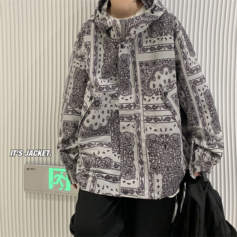 XZ213-19JK41-P98控118港风大码秋季潮牌印花连帽冲锋衣夹克上衣,男装夹克,星座213