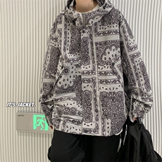 XZ213-19JK41-P98控118港风大码秋季潮牌印花连帽冲锋衣夹克上衣，男装夹克，星座213