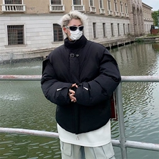 2024年美式高街纯色短款加厚棉服潮牌冬季宽松休闲保暖面包服男，男装棉衣，星座716-2