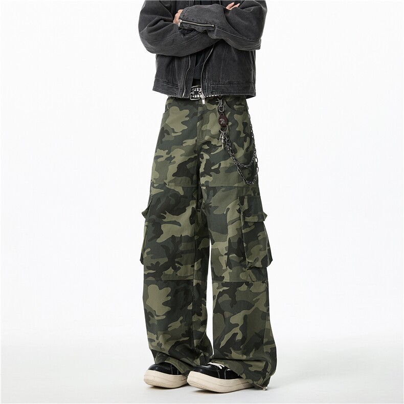 2025春季新款美式高街迷彩大口袋宽松工装裤B313-K25623-p65控88，男装休闲裤，电商B313