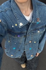 多巴胺彩色纽扣牛仔外套JK798特P73，男装工装外套，星座908-1