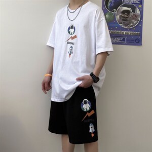 网红短袖时尚短裤套装男夏季潮牌帅气时装两件套A161-2-TZ03-P50图片
