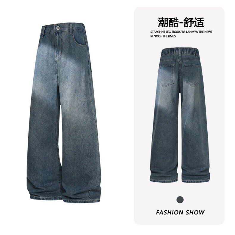 B221美式ins高街暗黑百搭宽松直筒牛仔裤LK25600-特P38控68,男装牛仔裤,电商B221
