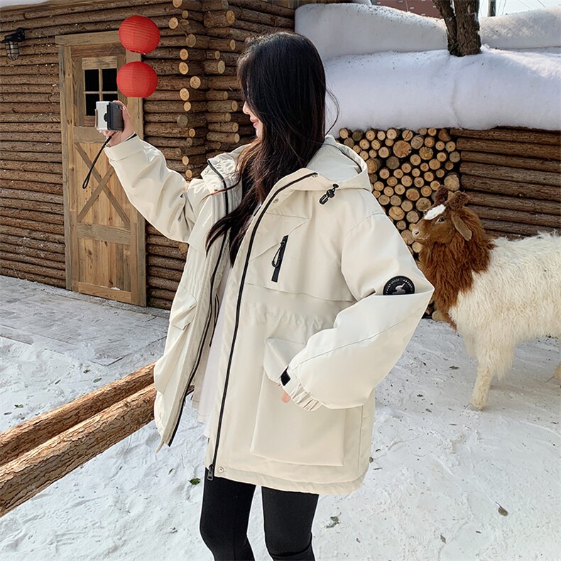 连帽工装派克羽绒服女2025年冬季外套高级感韩系小个子白鸭绒,女装羽绒服,2C218