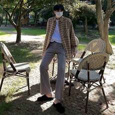 C6006-P50格子长袖衬衫男士秋季韩版宽松潮流休闲衬衣，男装衬衫，电商B323A