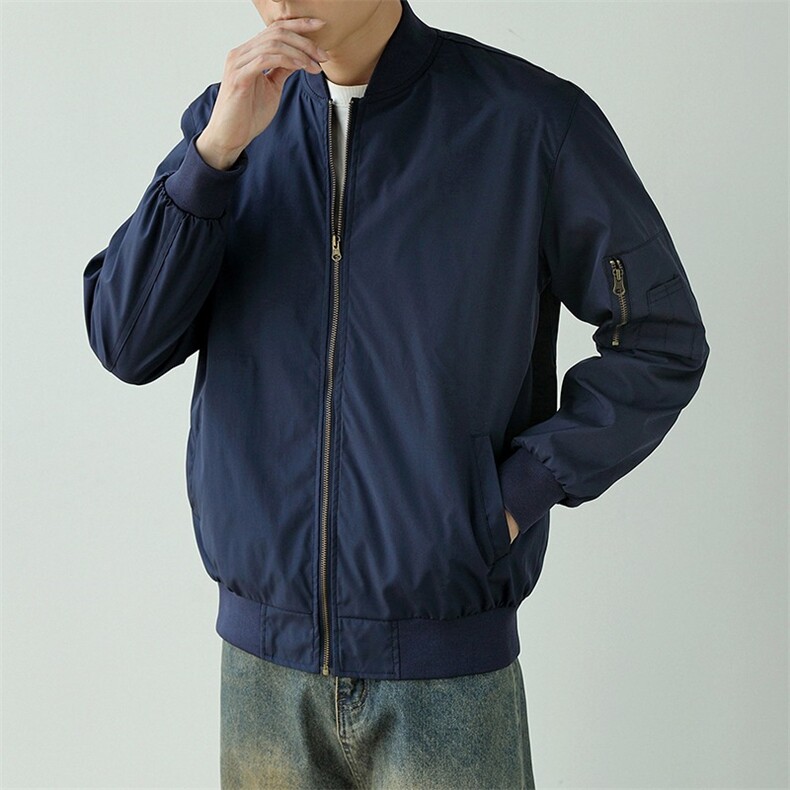 男士黑色美式棒球服男款痞帅风2025新款秋季外套男款飞行机车夹克，男装夹克，星座601-1
