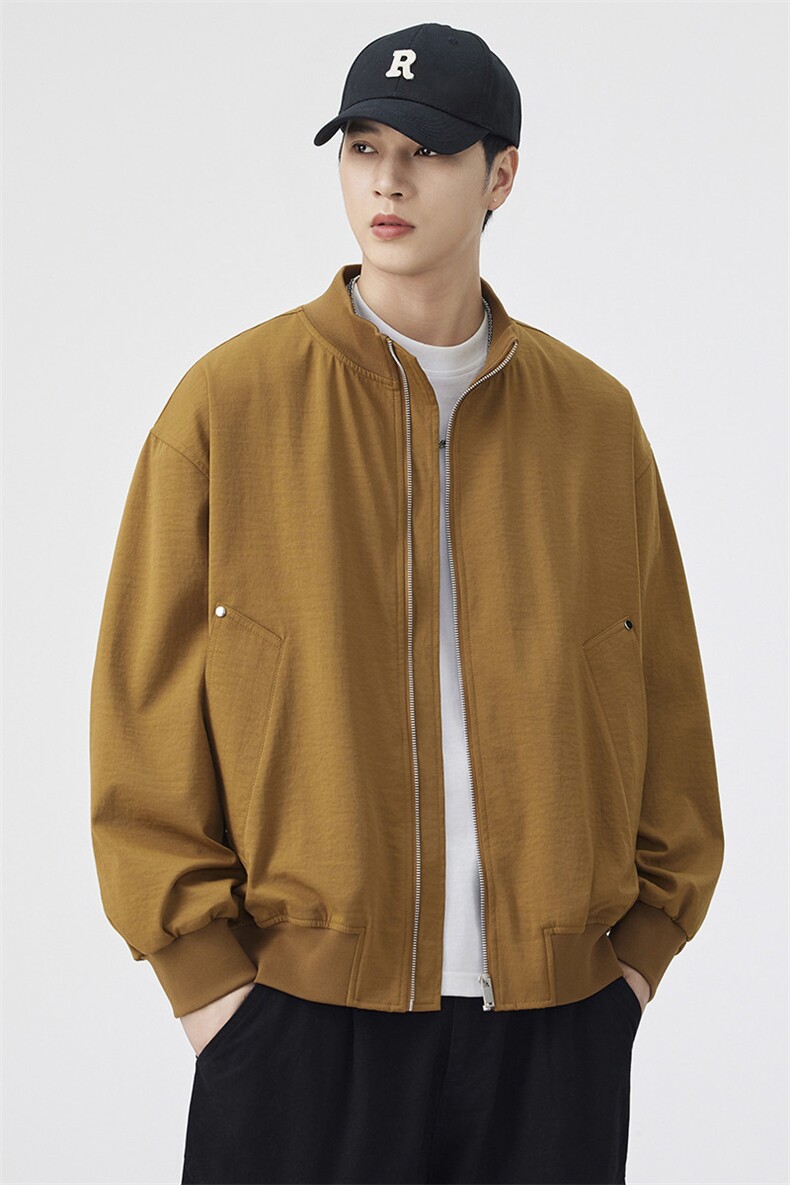 秋季新款宽松立领夹克男纯色上衣外套DSA157B-JK7923-特P45,男装夹克,电商A157B