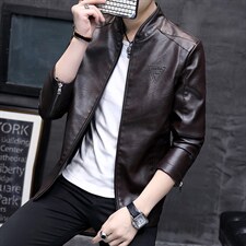 2021春季新款外贸批发男款机车皮衣立领压花设计男士皮衣夹克811，男装皮衣，星座四季星座1412