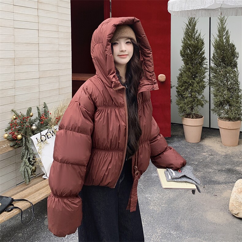 韩版设计感短款白鸭绒面包服女2025年冬季新款加厚显瘦保暖羽绒服,女装羽绒服,2C213