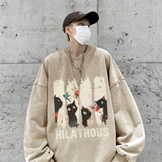 美式潮牌重磅水洗做旧连帽卫衣力推大码男XZ517A-2-Y7753-P58，男装卫衣，星座517A-2