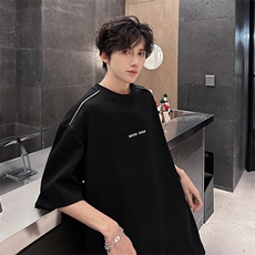 夏季宽松美式简约短袖T恤潮休闲半袖XZ808BWH026-P40控59，男装T恤，星座808B